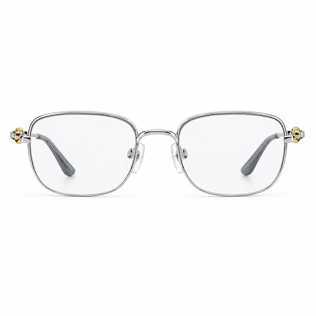 Cartier Unisex Semi-Rimless Square Optical Silver Frames Eyeglasses