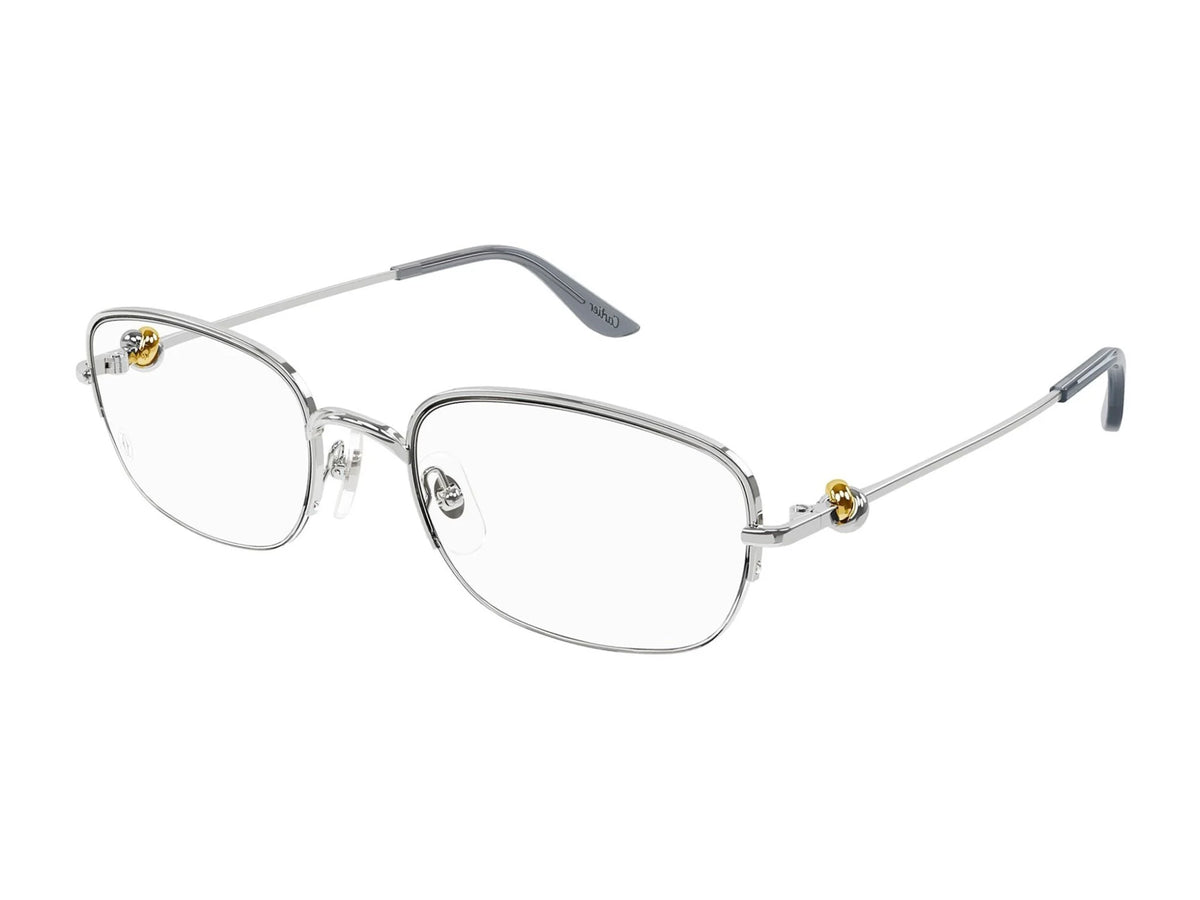 Cartier Unisex Semi-Rimless Square Optical Silver Frames Eyeglasses