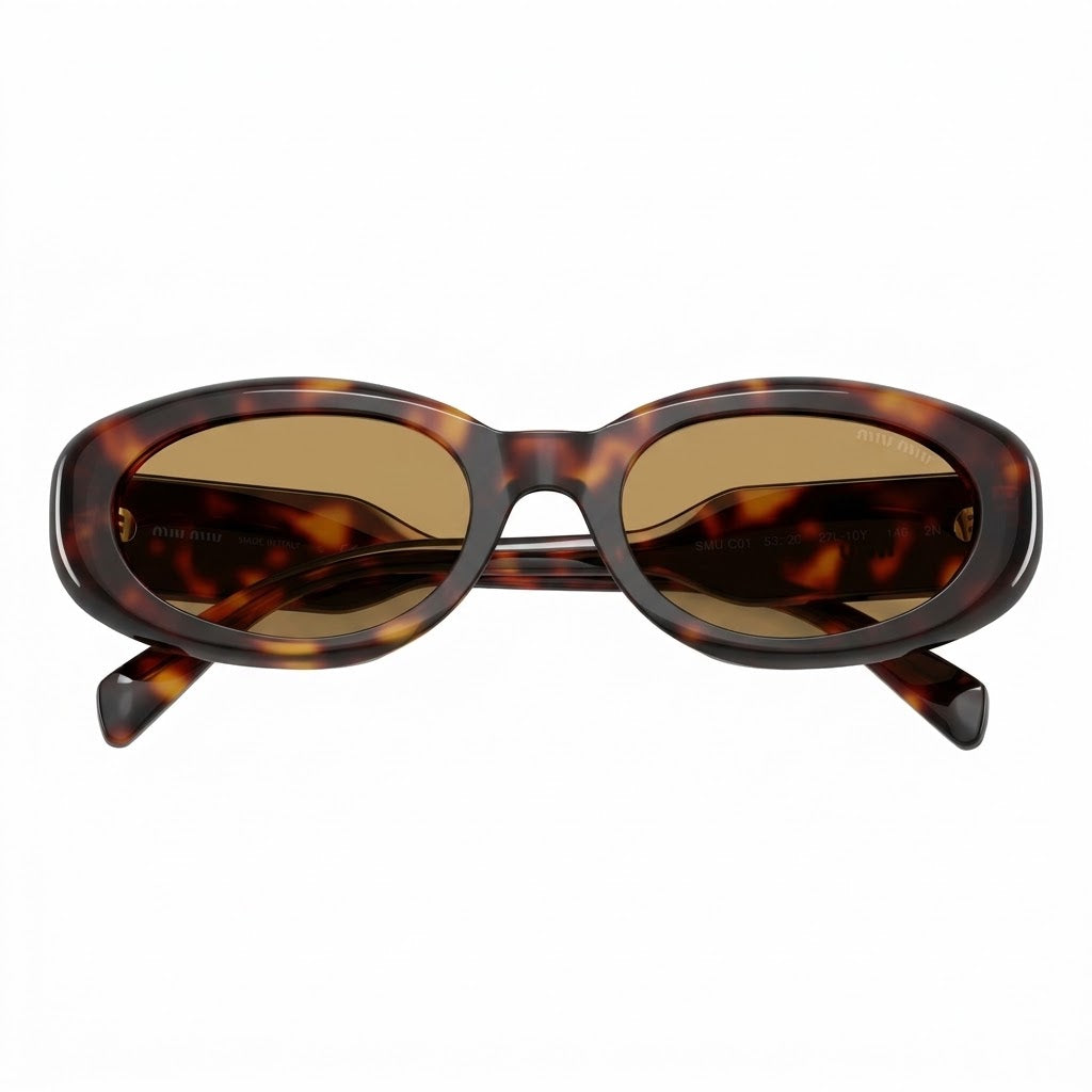 Miu Miu Women Oval Havana / Brown Sunglasses