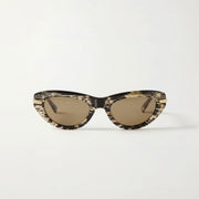  Chanel Women Oval Gold-Tone Tortoiseshell Sunglasses 