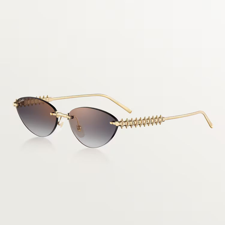 Cartier Clash de C Women Rimless Studded Temple Gradient Grey Sungalsses