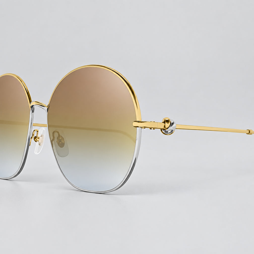 Cartier Trinity de C Women Round Metal Frame Shiny Gold Sunglasses