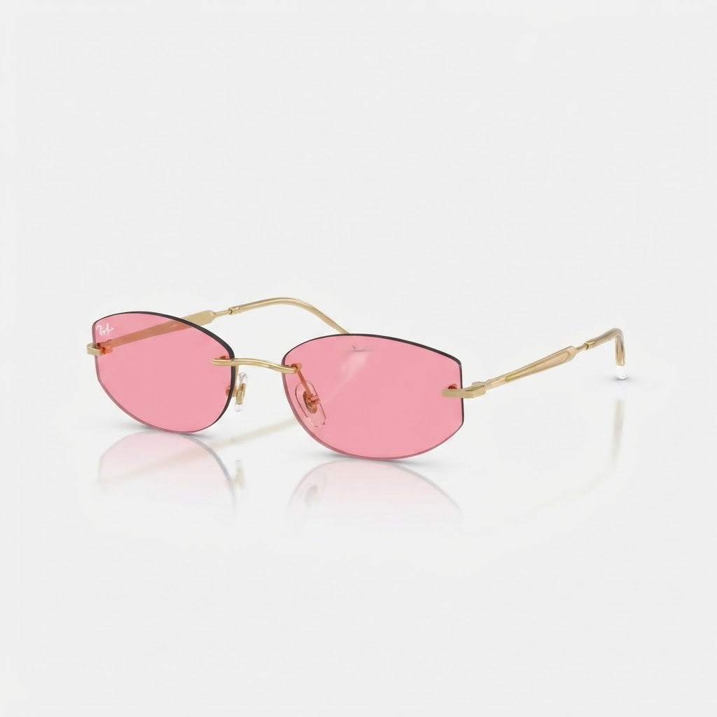 Ray-Ban Unisex Rimless Geometric Pink Sunglasses