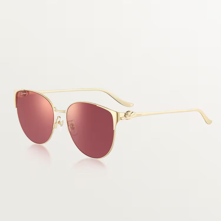 Cartier Panthère de Women Round Golden Pink Finish Sunglasses