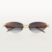 Cartier Clash de C Women Rimless Studded Temple Gradient Grey Sungalsses