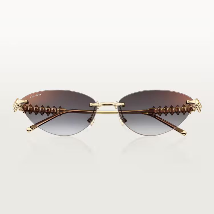 Cartier Clash de C Women Rimless Studded Temple Gradient Grey Sungalsses