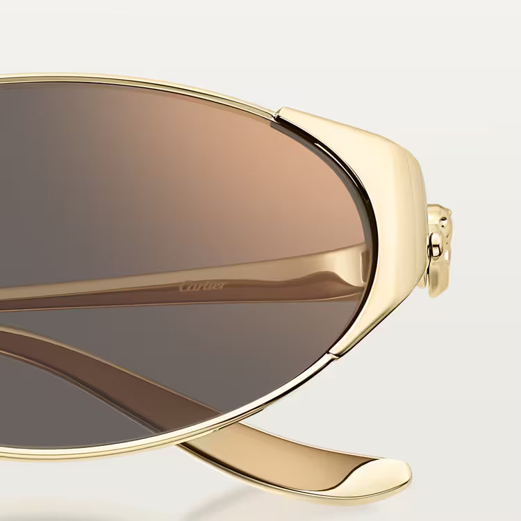 Cartier Panthère de C Women Oval Gold & Grey Mirrored  Sunglasses