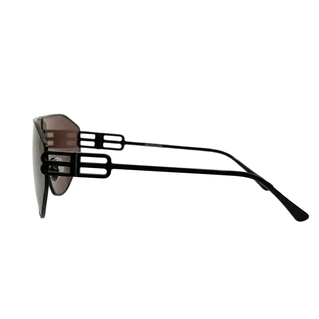 Balenciaga BB0283S Unisex Shield Matte Black / Dark Grey Sunglasses