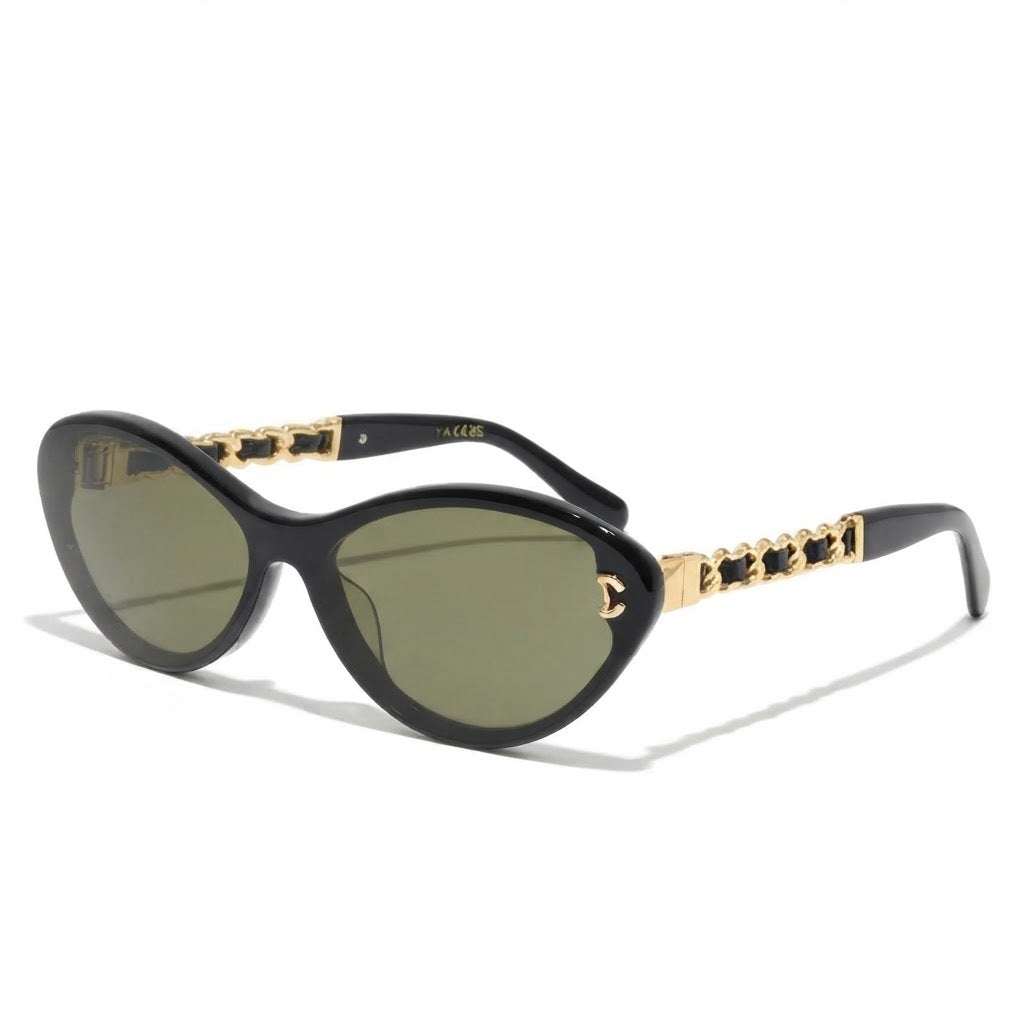 Chanel Women Cat-Eye Frame Chain Design Sunglasses