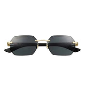 Cartier Allongé de Motif Men Rimless Grey Wood Temples Grey Sunglasses