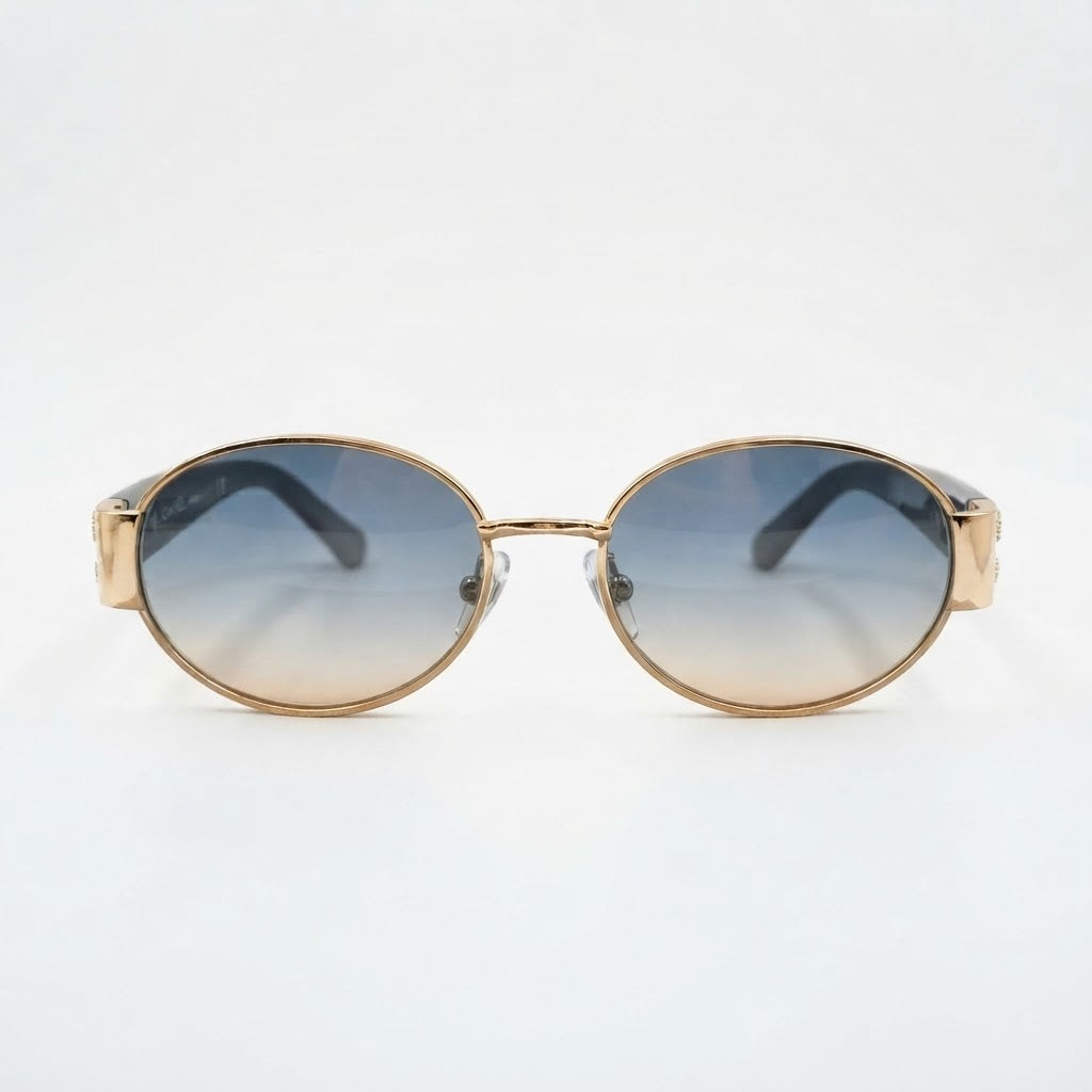 Chanel Women Oval Frame Grey Tinted Gradient Sunglasses