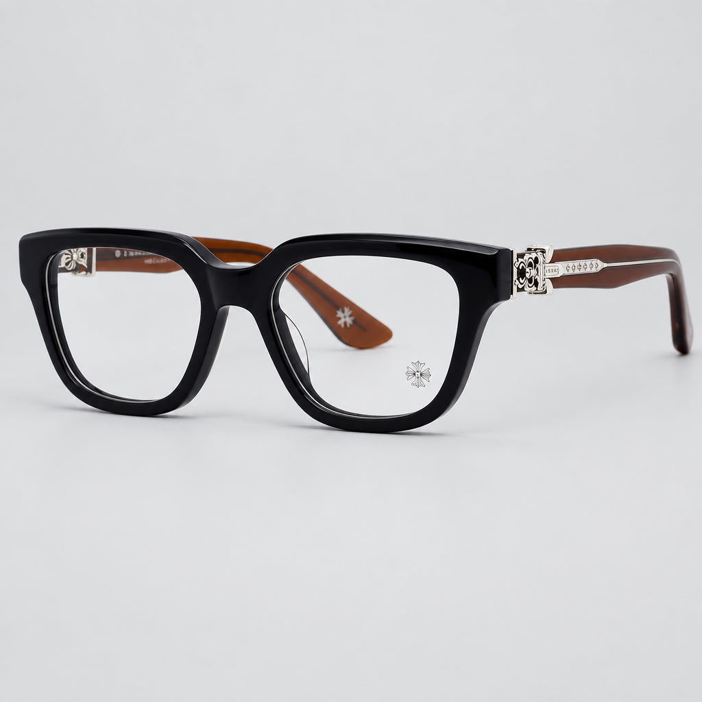 Chrome Hearts Vagillionaire II Square-Frame Black & Brown Glasses