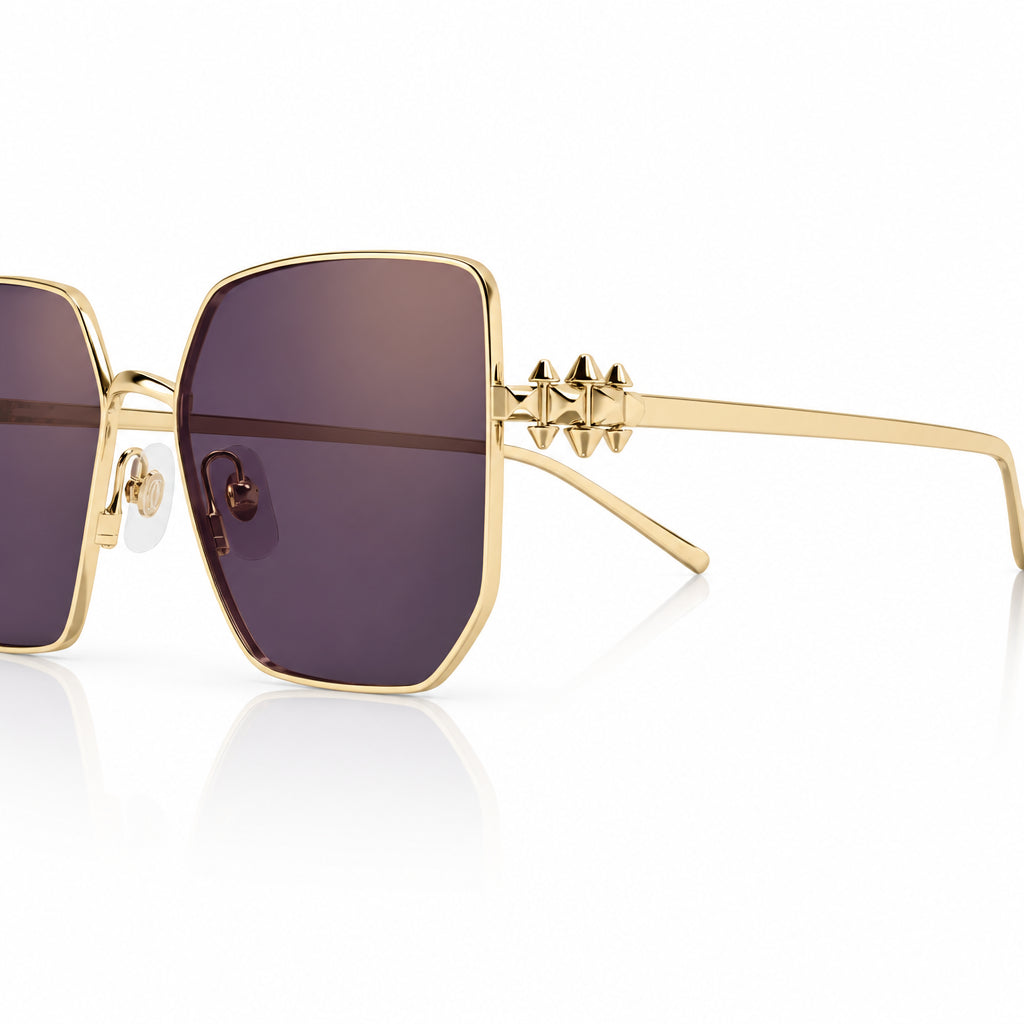 Cartier Clash de C Women Gold Finish Studded Temple Square Purple Gradient Sunglasses