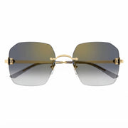 Cartier C de Motif Women Rimless Rectangle Gold / Gray Sunglasses