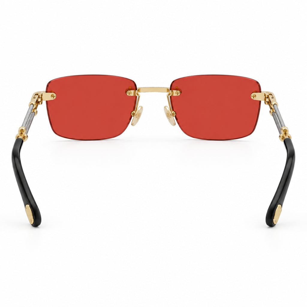 FRED Force 10 Unisex Geometric Gold/Red Sunglasses