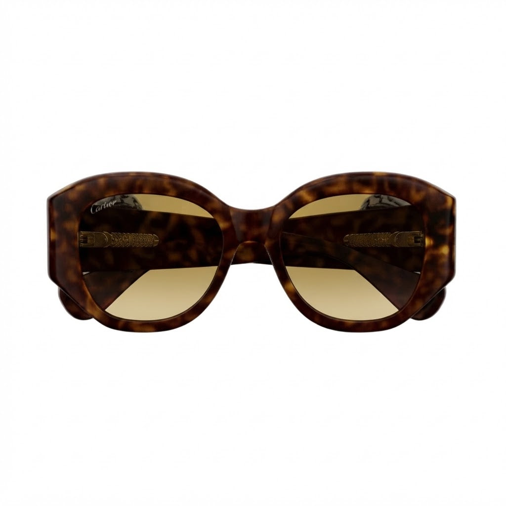 Cartier Panthère de C Motif Women Dark Tortoiseshell Frame Gradient Brown Sunglasses