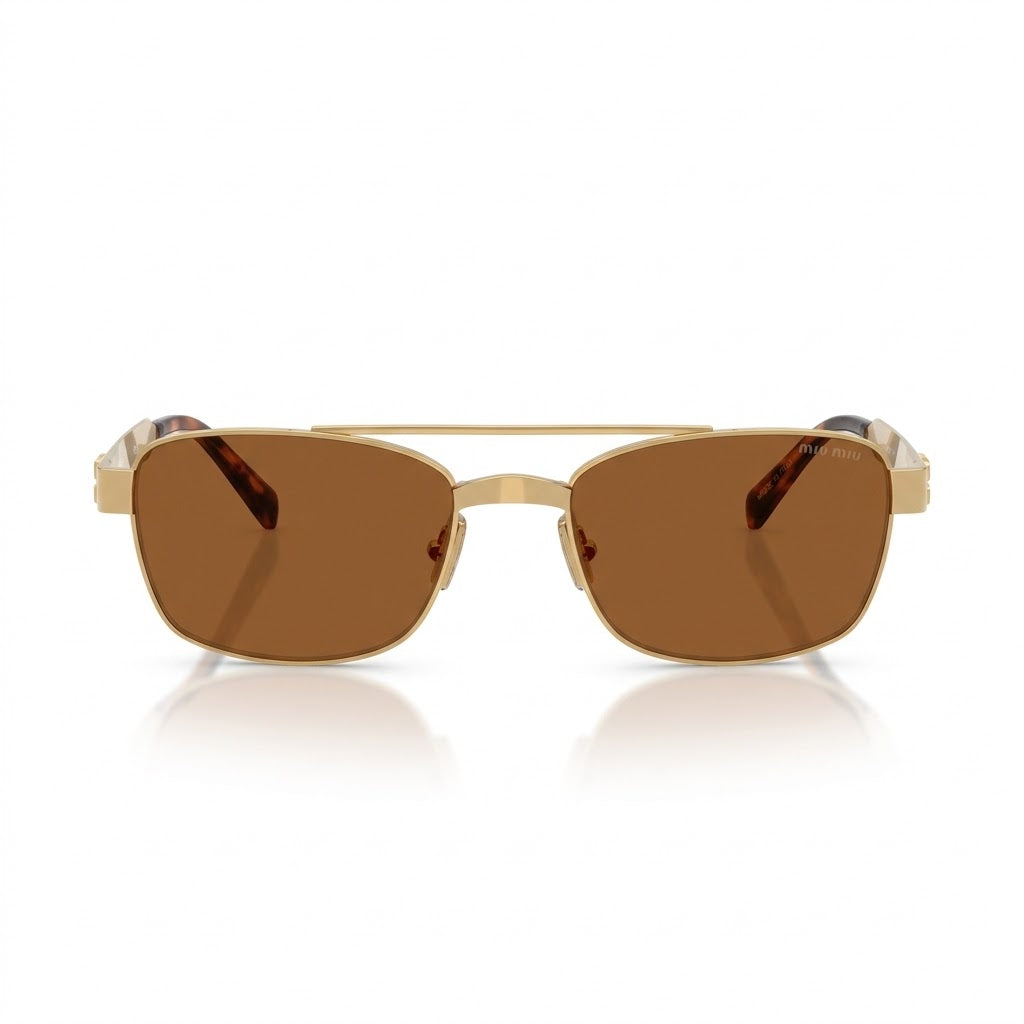 Miu Miu Women / Unisex Double-Bridge Optical Brown / Gold Glasses 