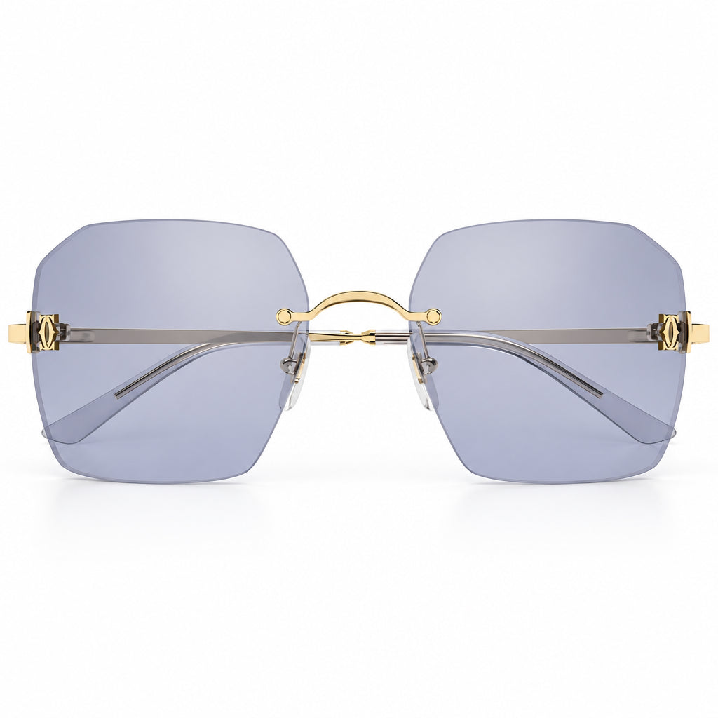 Cartier Motif Women Rimless Rectangle Light Purple Sunglasses