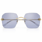 Cartier Motif Women Rimless Rectangle Light Purple Sunglasses