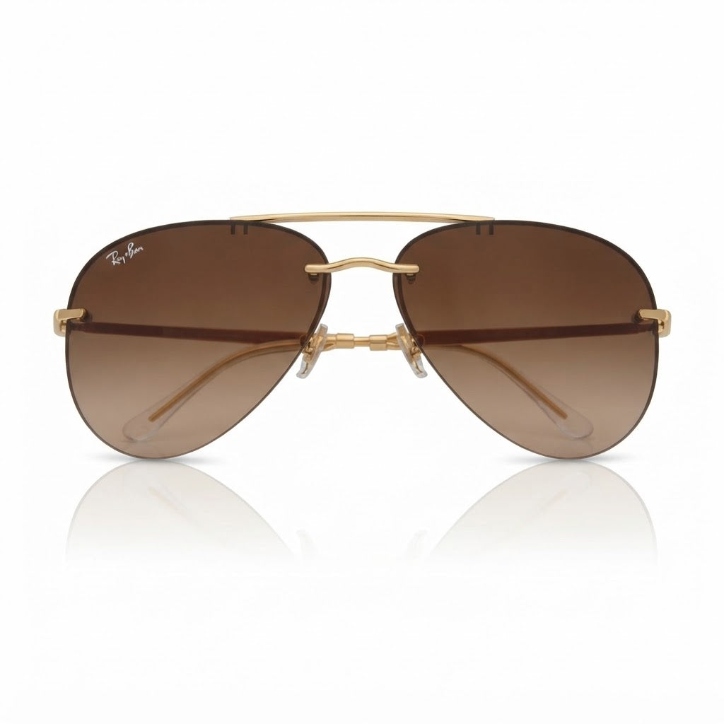 Ray-Ban Unisex Rimless Pilot Light Brown Gradient Sunglasses