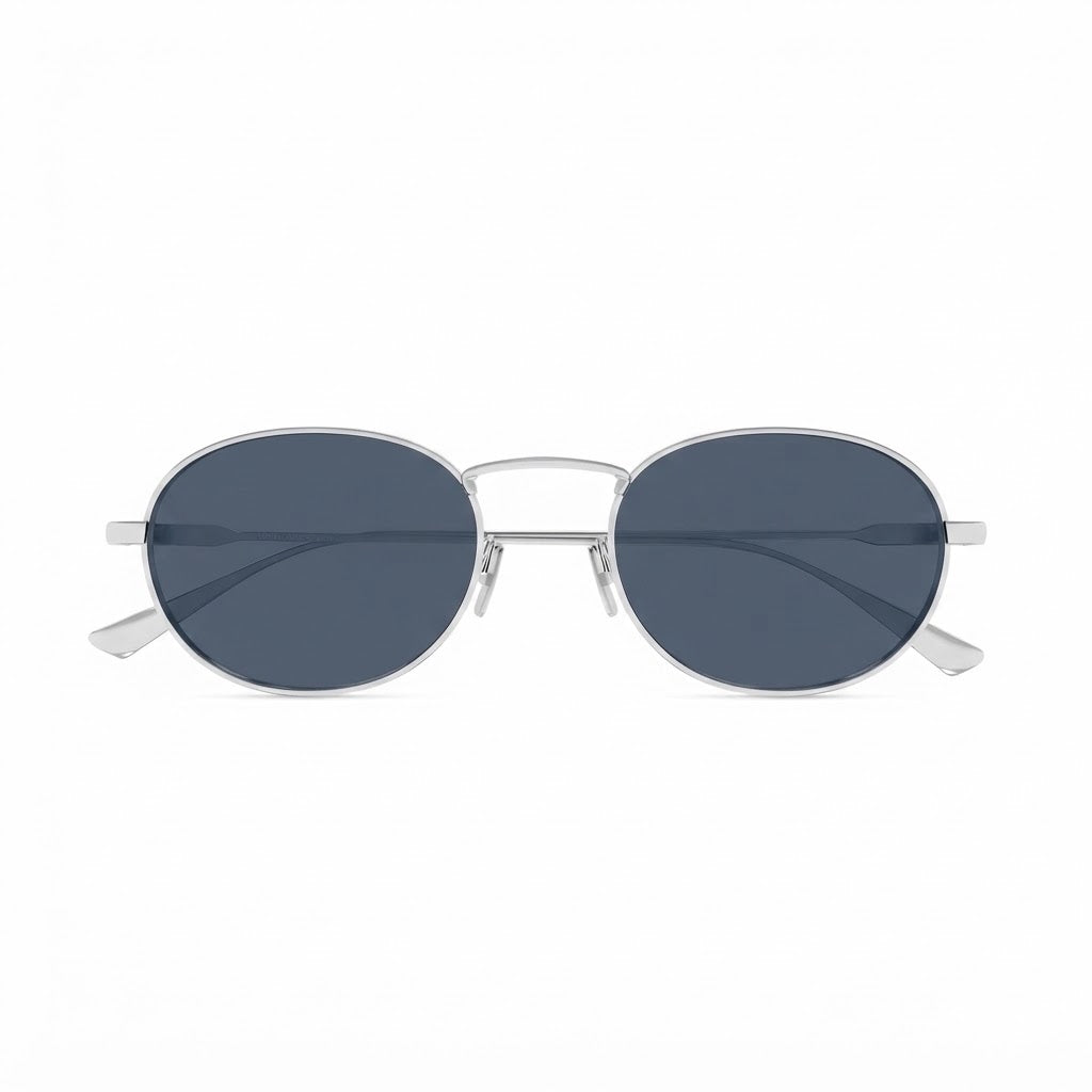 Saint Laurent Unisex SL 799 005 Oval Silver Light Blue Sunglasses