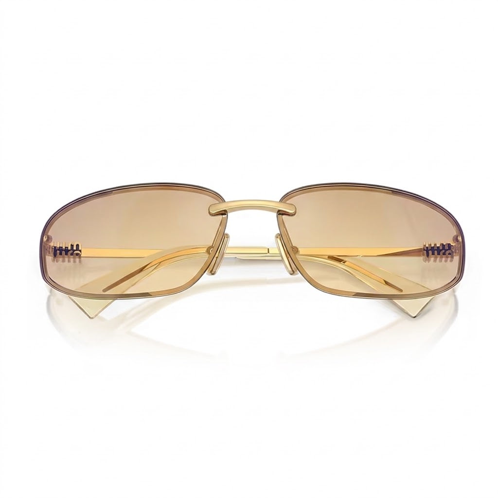 Miu Miu Women MU A50S Rimless Shield  Gold / Yellow Gradient Sunglasses