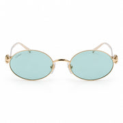 Cartier Clash de Women Oval Gold Finish Studded Temple Light Blue Tint Sunglasses