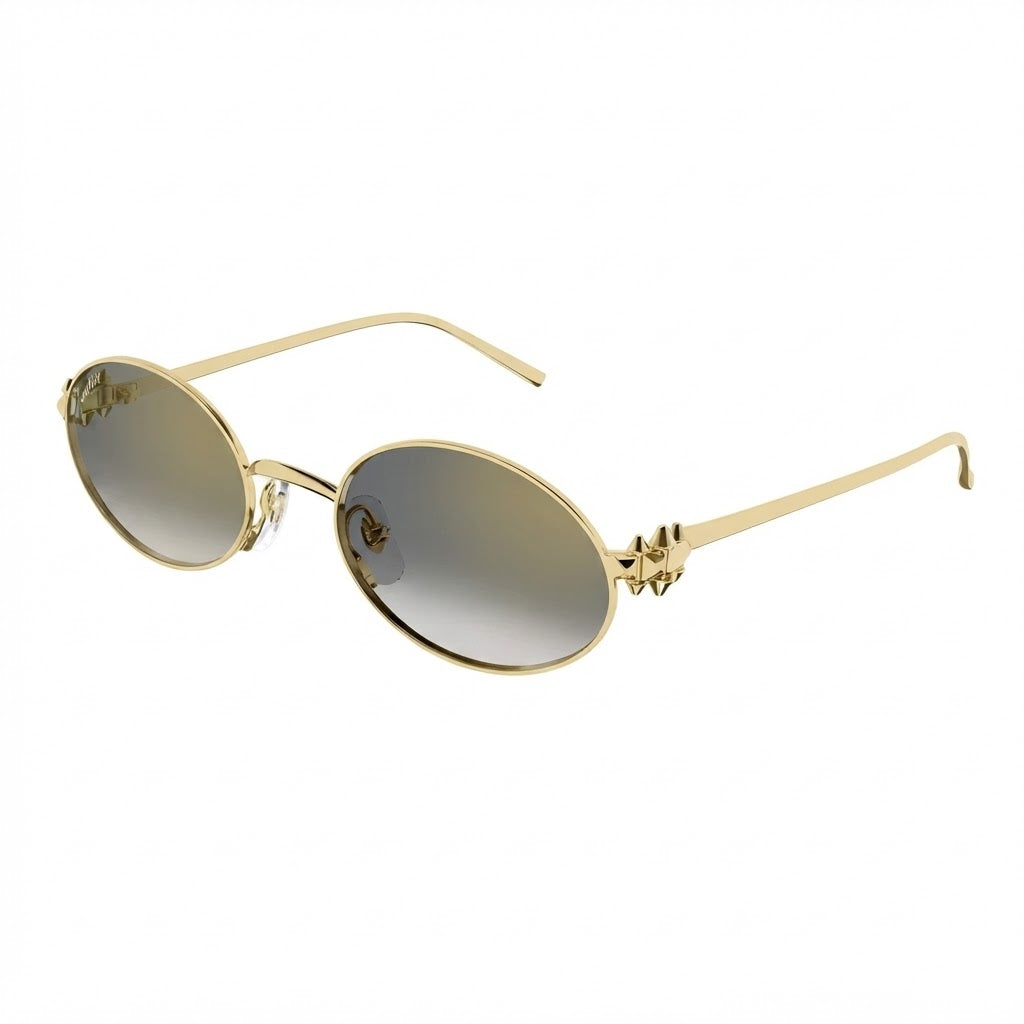 Cartier Clash de Women Oval Gold Finish Studded Gold Grey Gradient Sunglasses