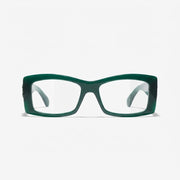 Chanel Unisex Rectangle Green Eyeglasses