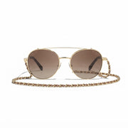 Chanel Women Pilot Calfskin Brown Sunglasses