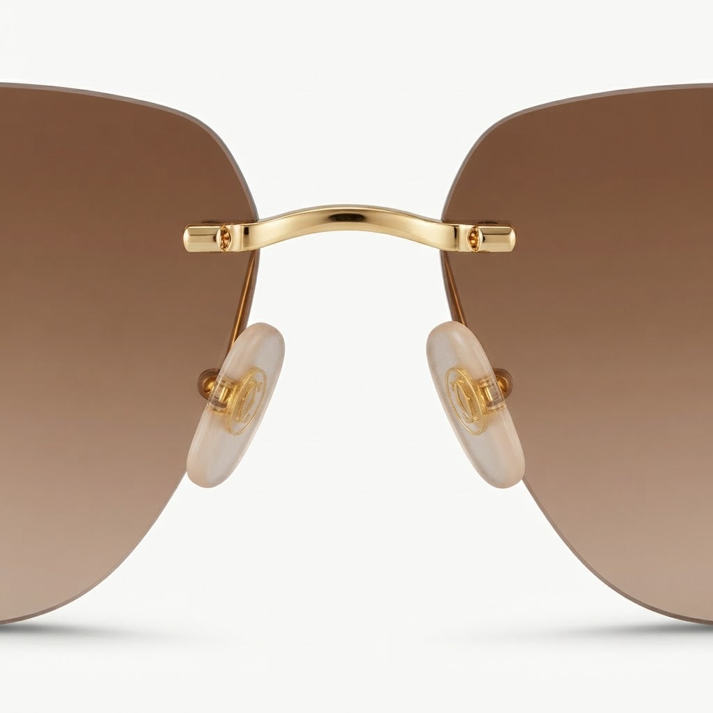Cartier Classic C Motif Unisex Rimless Brown Sunglasses