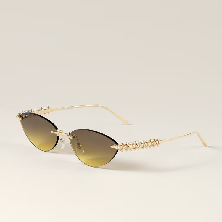 Cartier Clash de C Women Rimless Studded Temple Yellow Gradient Sunglasses