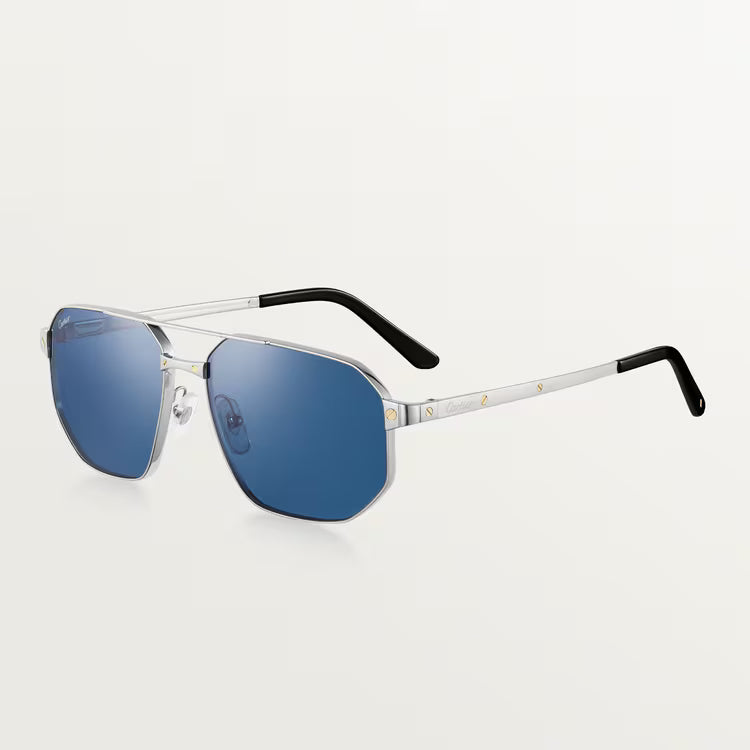 Cartier Santos de Cartier Men Navigator Silver-Blue Sunglasses