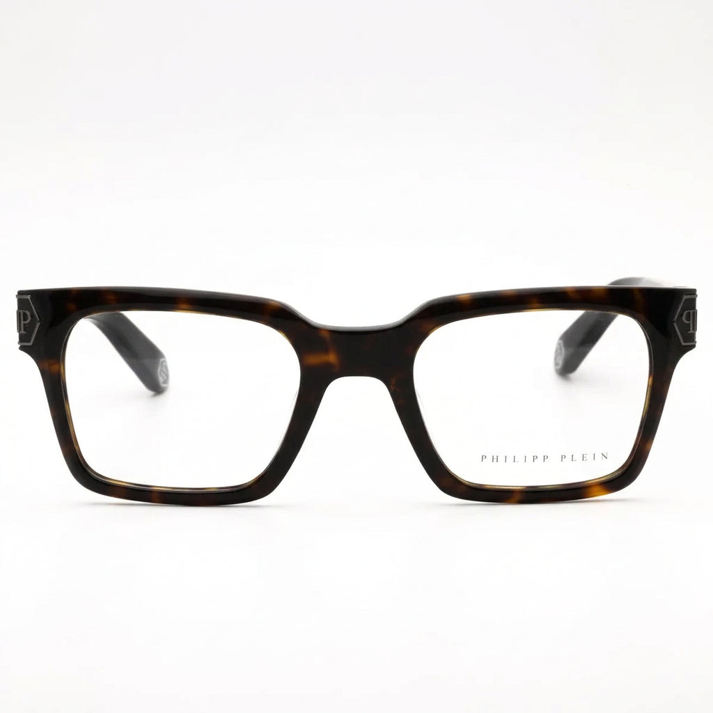 Philipp Plein Men Dark Havana Square Eyeglasses