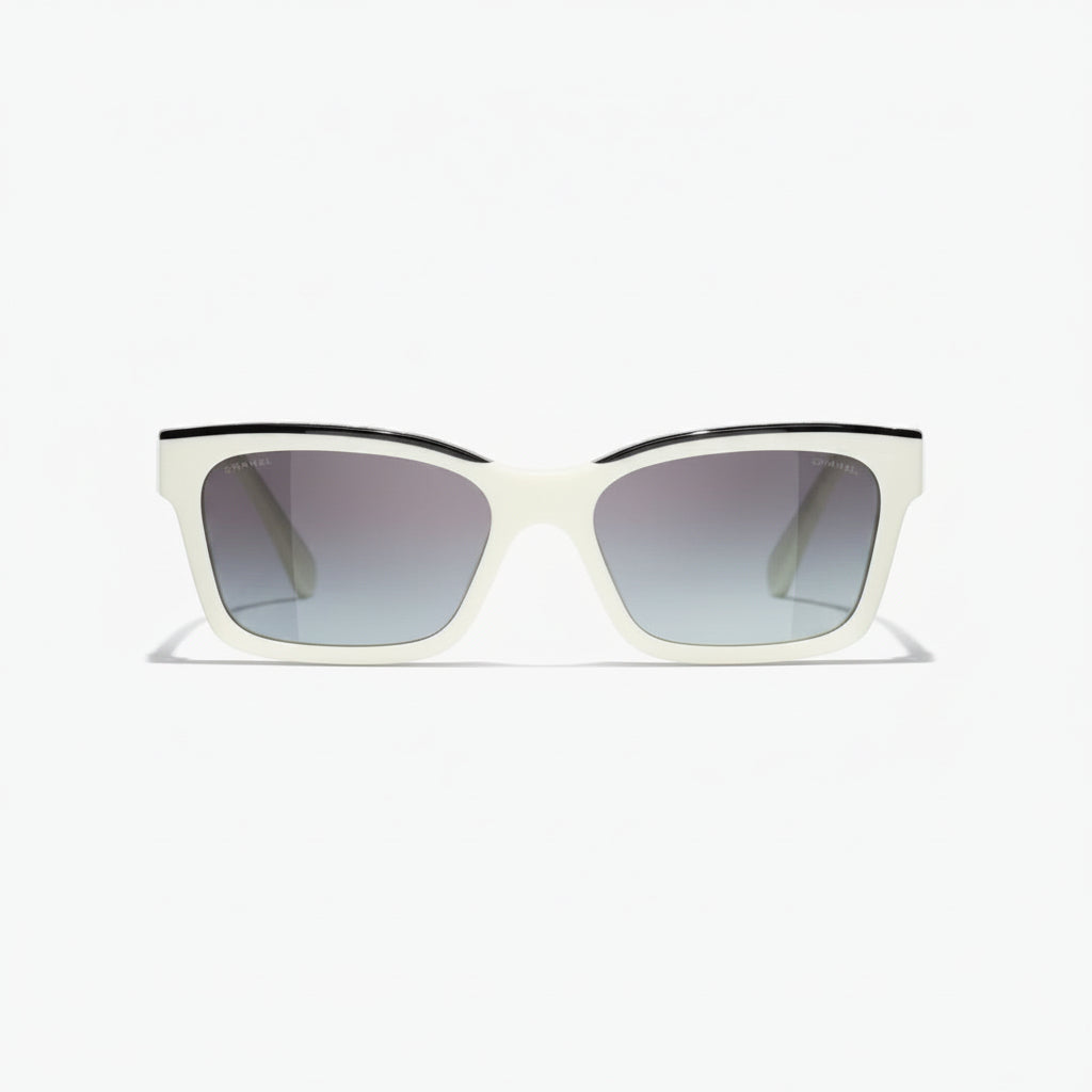Chanel Women Square Black & White Sunglasses