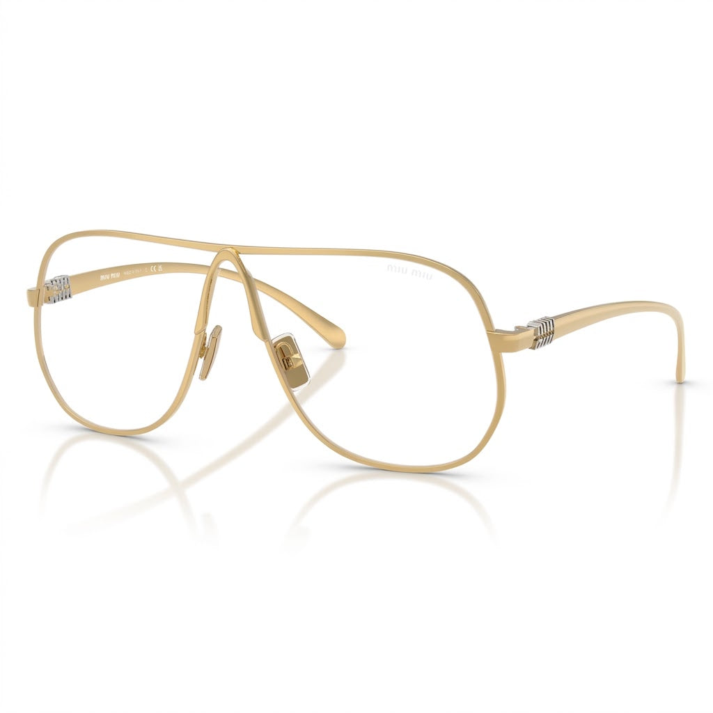 Miu Miu Women MU A56S Pilot Gold / Blue-Light Filter Clear Sunglasses