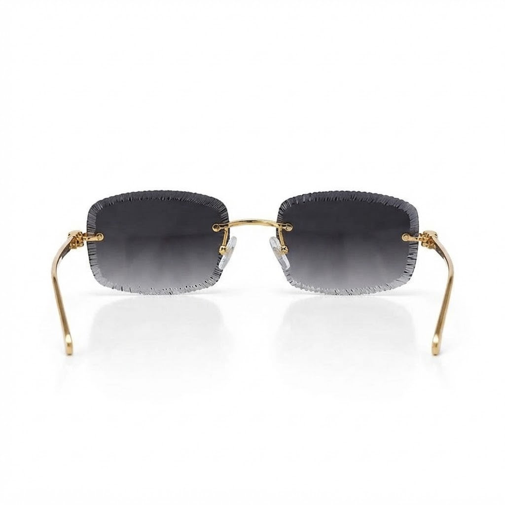 Cartier Panthère de Unisex Rimless Black Gradient Lens Split Diamond Cut Sunglasses