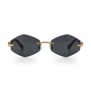 Cartier Unisex Rimless Hexagonal Black Temples Black Sunglasses