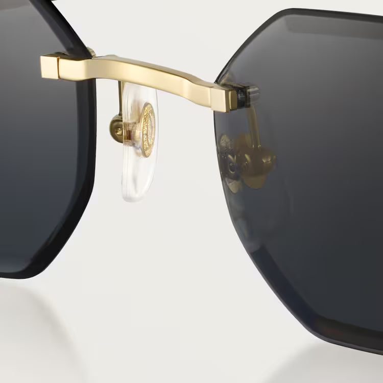 Cartier Allongé de Motif Men Rimless Grey Wood Temples Grey Sunglasses
