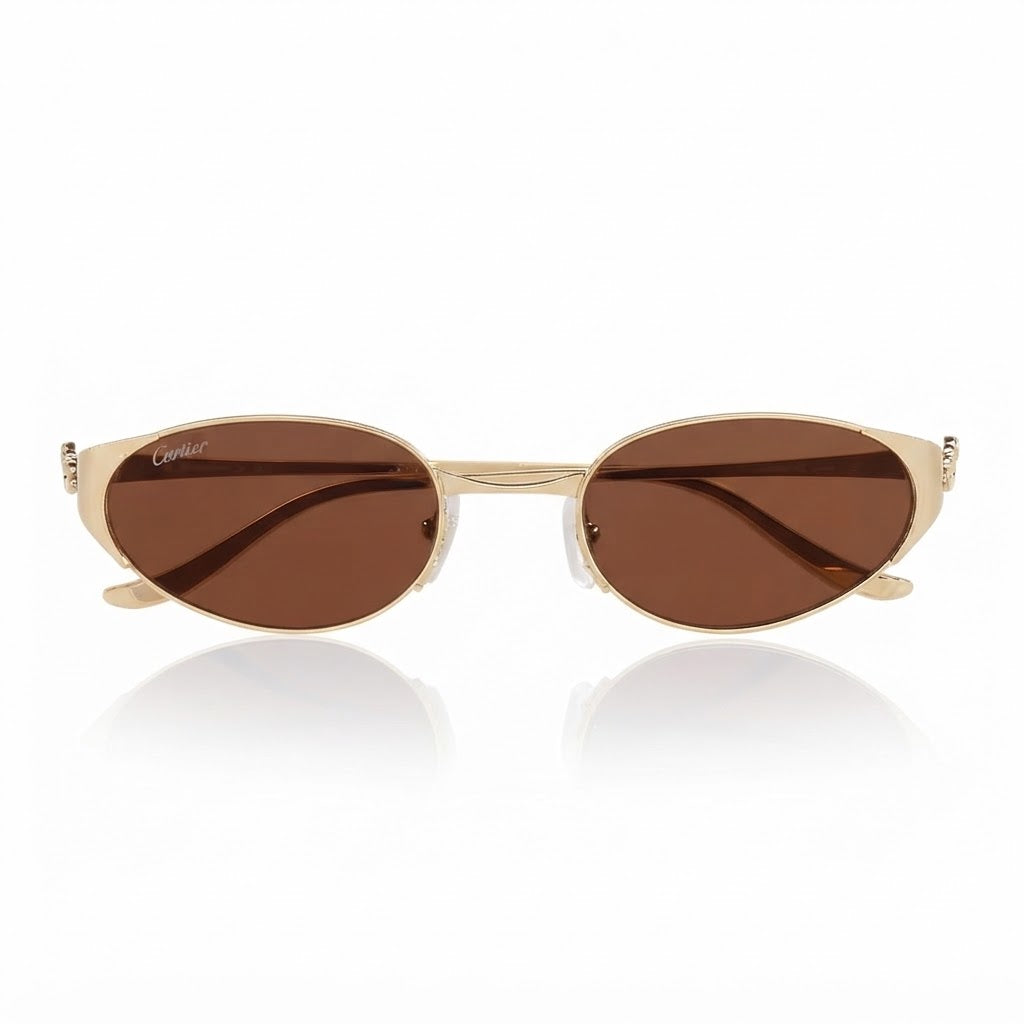 Cartier Panthère de C Women Oval Brown Mirror Sunglasses