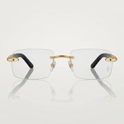 Cartier Signature C de Men Rimless Rectangular Black Gold Temple Transparent Eyeglasses 