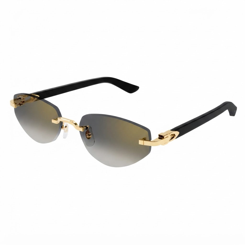 Cartier C Décor Geometric Frame Gold/Grey Sunglasses
