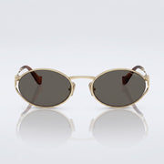 Miu Miu Women Logo Oval Pale Gold Dark Grey Sunglasses