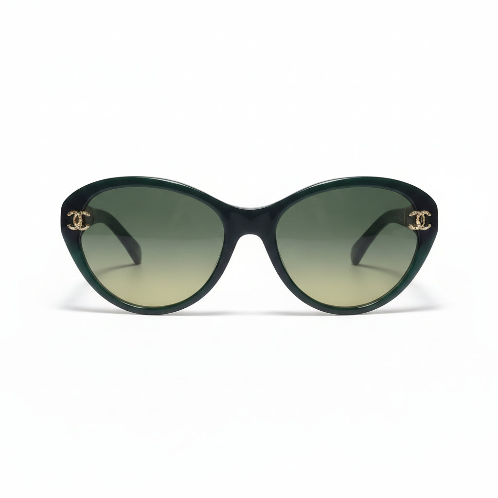 Chanel Women Green Gold Chain Sunglasses