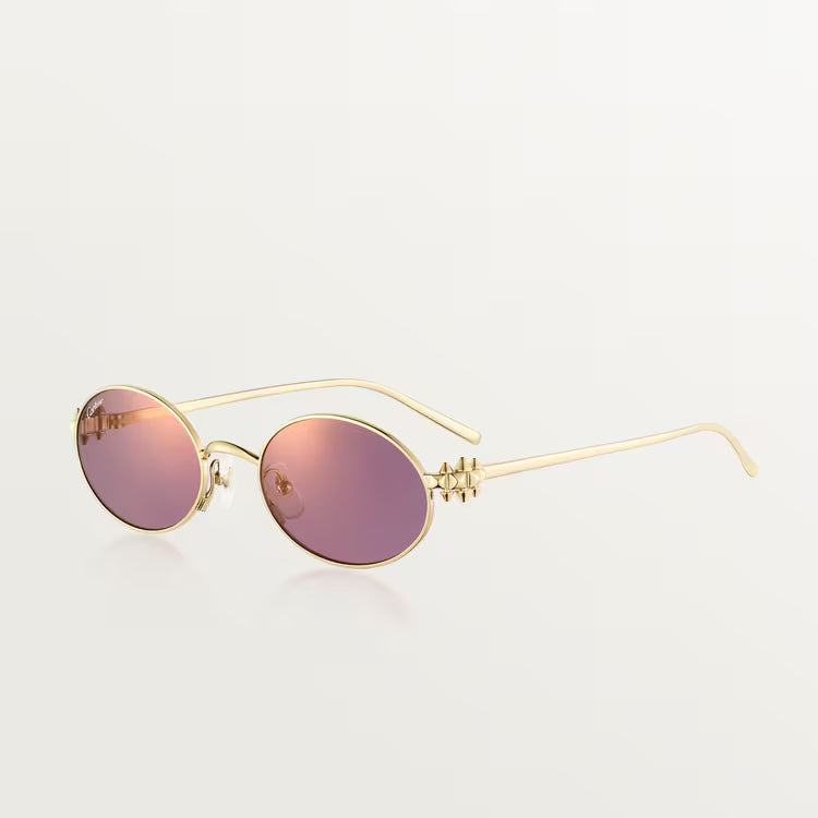 Cartier Clash de Women Oval Gold Finish Studded Temple Purple Sunglasses