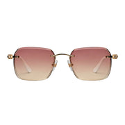 Cartier Rimless Unisex Rectangular White Acetate Temples Pink Sunglasses
