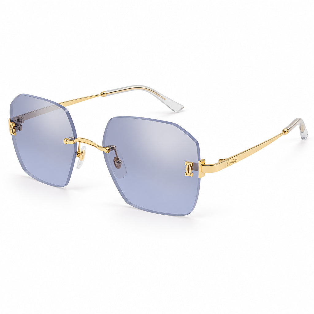 Cartier C De Motif Women Rimless Rectangle Light Purple Sunglasses