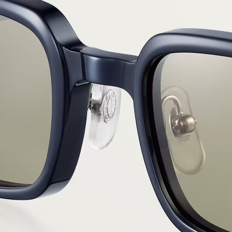 Cartier Première de Unisex Square Acetate Blue Frame Tinted Grey-Green Sunglasses