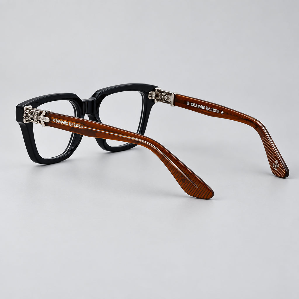 Chrome Hearts Vagillionaire II Square-Frame Black & Brown Glasses