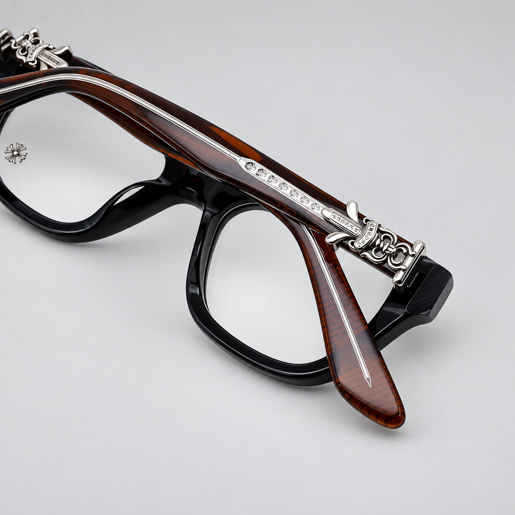 Chrome Hearts Vagillionaire II Square-Frame Black & Brown Glasses